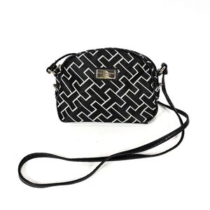 Tommy Hilfiger Black and White Patterned Crossbody Bag
